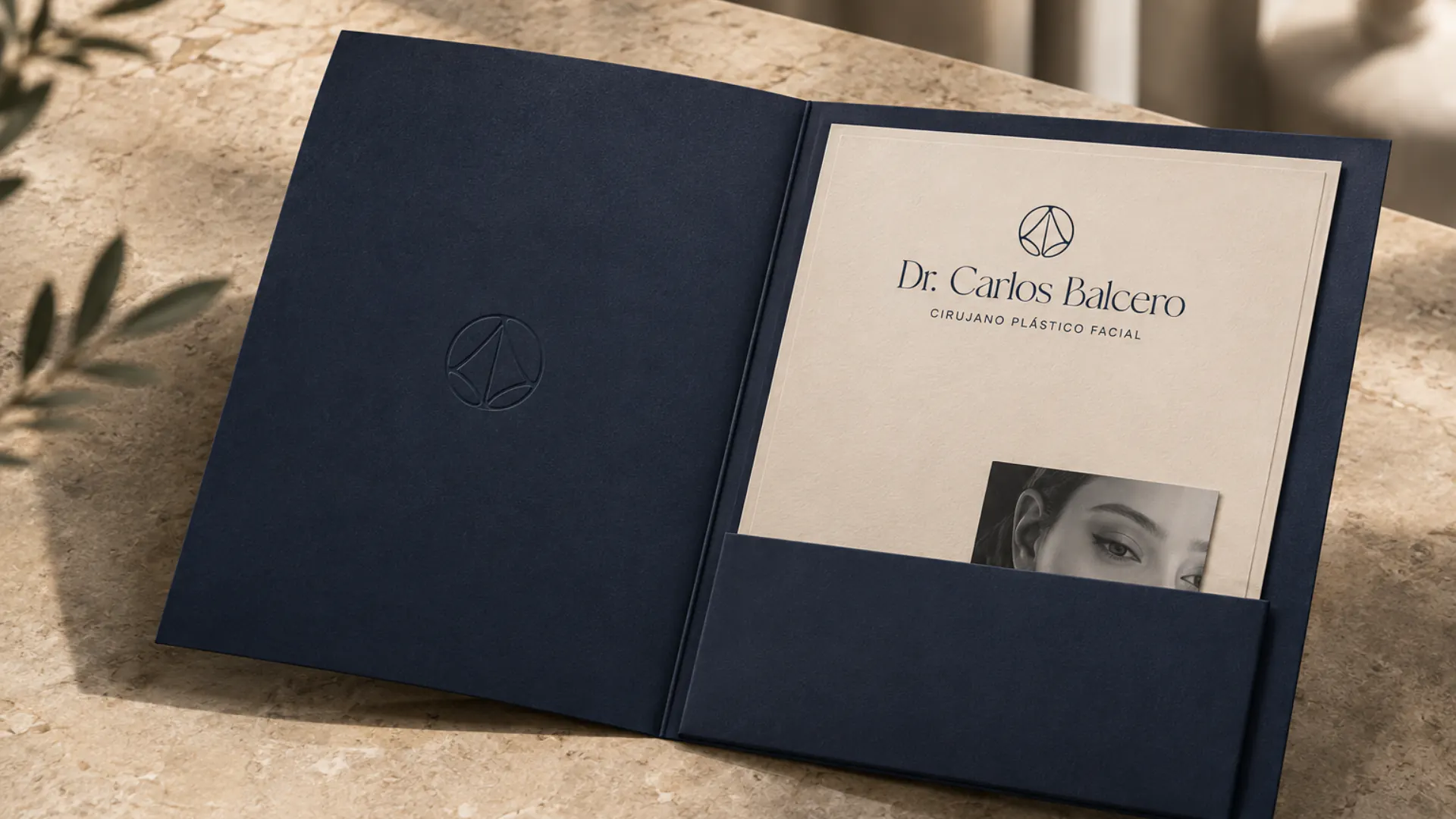 Custom Patient Consultation Folders in Navy Cloth